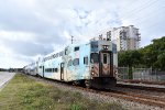 Northbound Tri-Rail Train approaching WPB Station with a Bombardier Set 